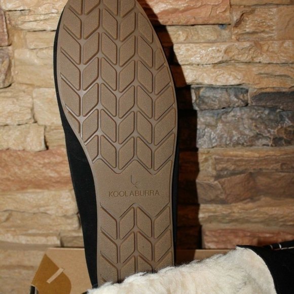 UGG KOOLABURRA LEZLY SUEDE FUR SLIPPERS BLACK - Picture 4 of 7